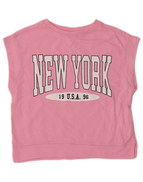 ZARA Camiseta gráfica sin mangas New York City para niña 9-10 años Rosa