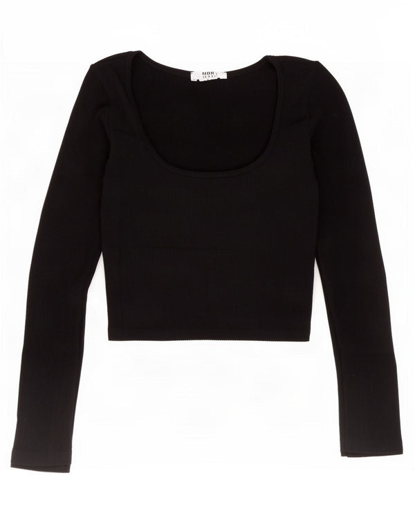 Zara Mujer Crop Top Manga Larga UK 4 XS Azul Marino
