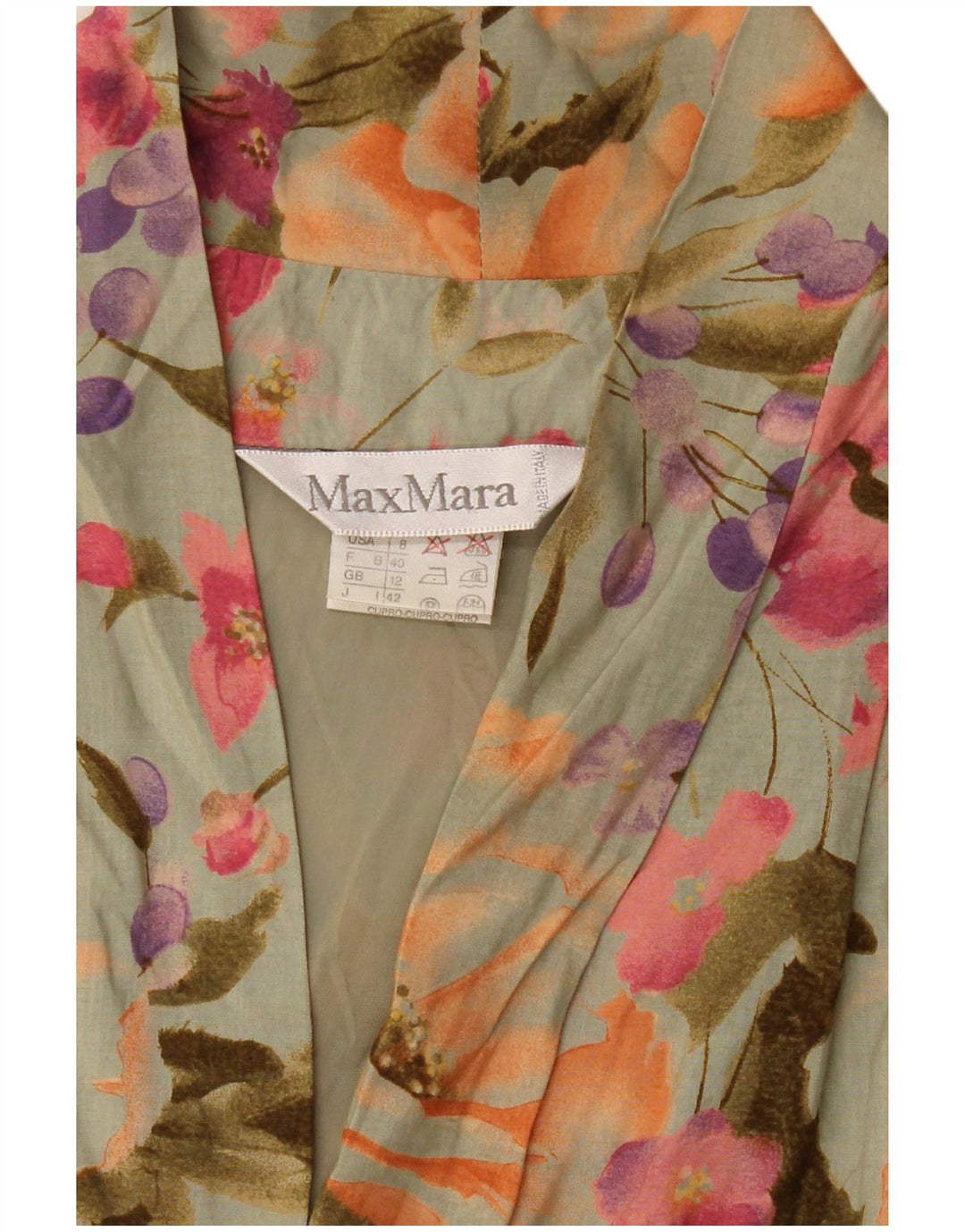 Max Mara Blusa sin mangas para mujer UK 12 Medium Khaki Floral Viscosa