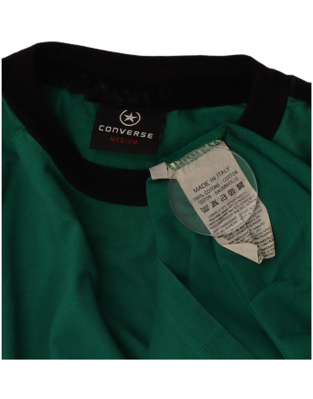 Camiseta Converse de manga larga de algodón color block verde medio para hombre