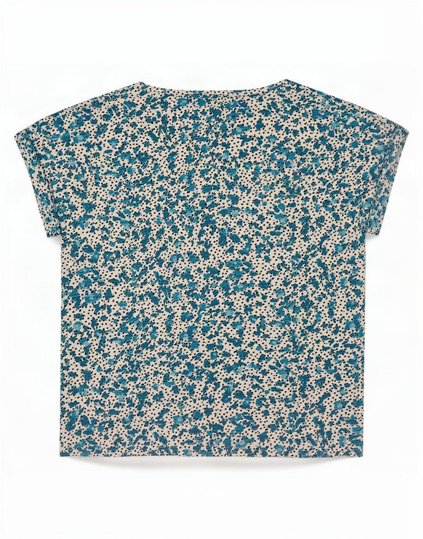 Oasis Camiseta para mujer Top UK 46 Large Blue Floral Cotton