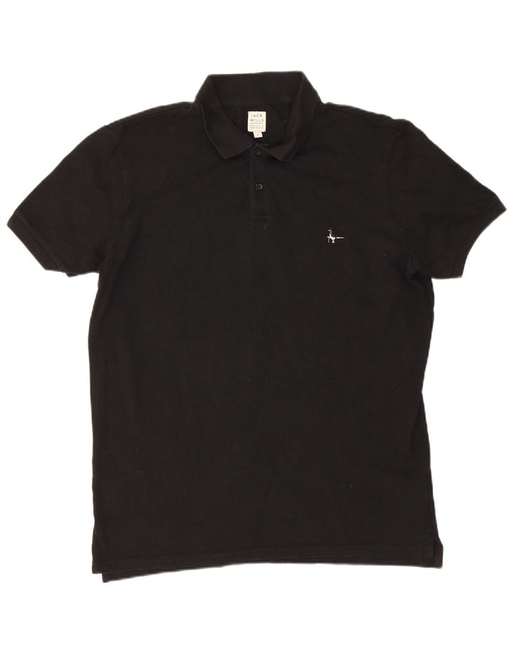 Jack Wills Polo para hombre grande de algodón negro