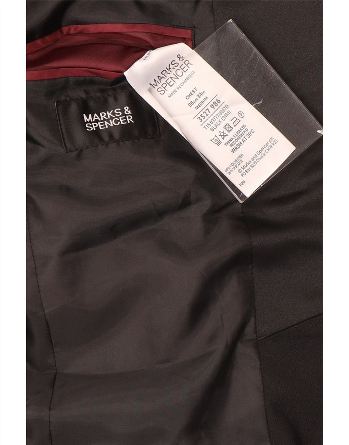 Marks & Spencer Chaqueta tipo blazer de 2 botones para hombre UK 34 Small Poliéster negro