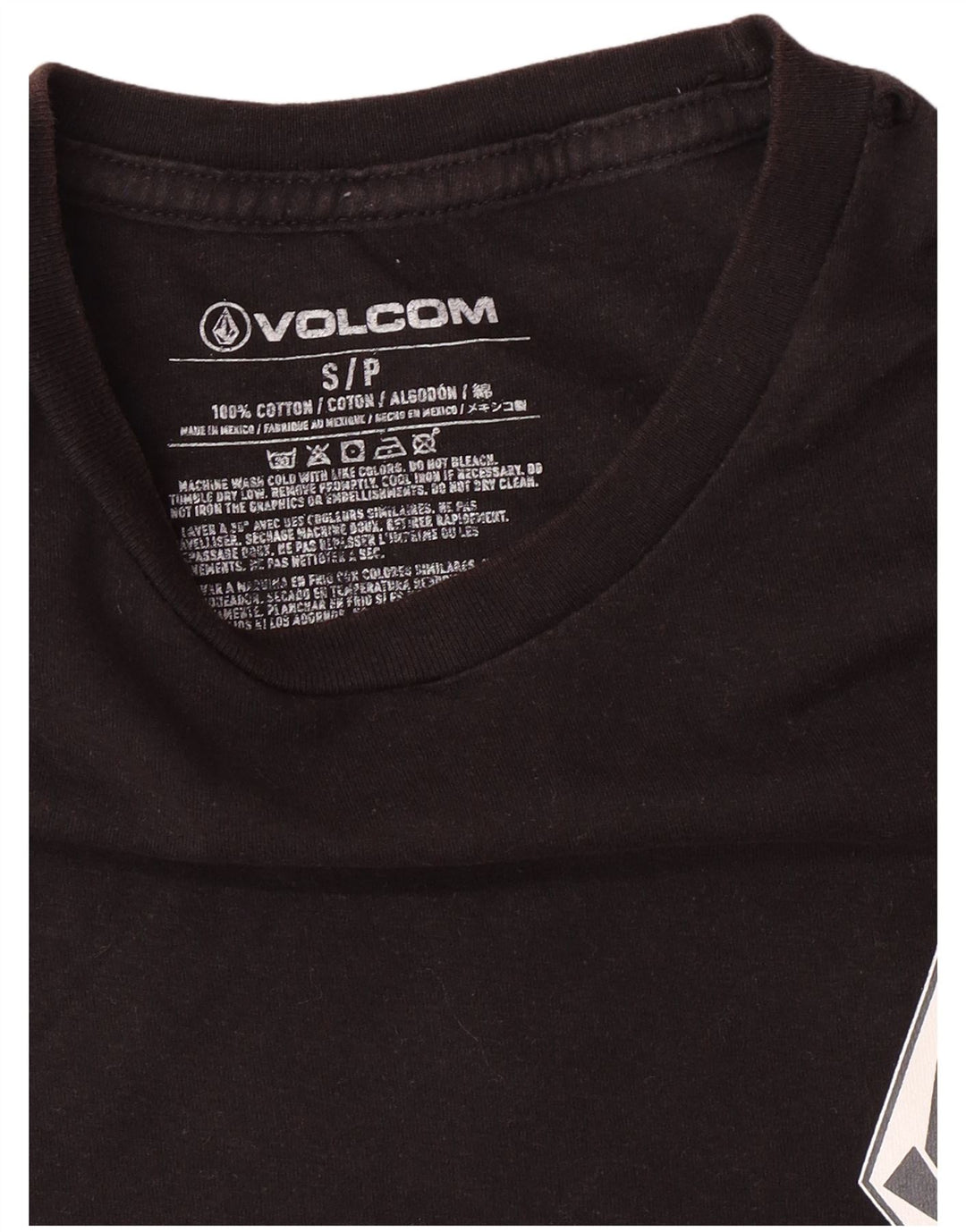 VOLCOM Camiseta gráfica para hombre Top Small Black Cotton