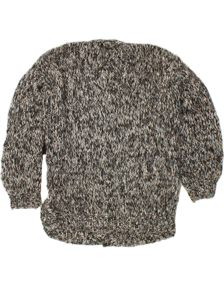 VINTAGE Womens Cardigan Sweater UK 16 Large Grey Patchwork Vintage Vintage and Second-Hand Vintage from Messina Hembry 