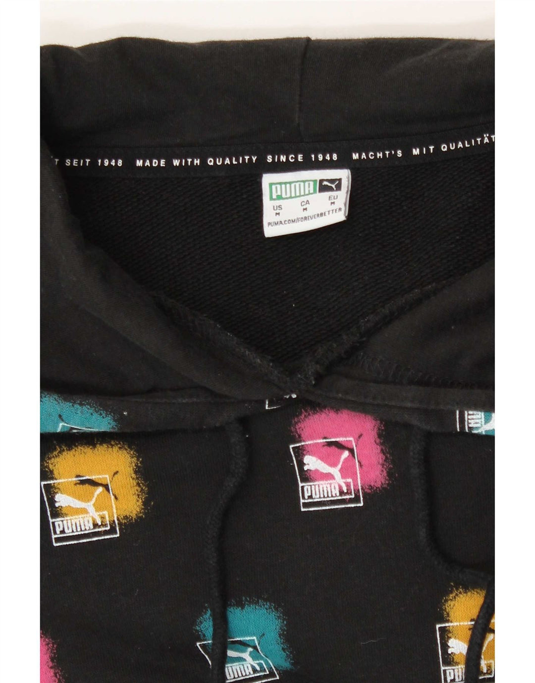 Puma Mujer Graphic Sudadera con capucha Jumper UK 14 Medium Negro
