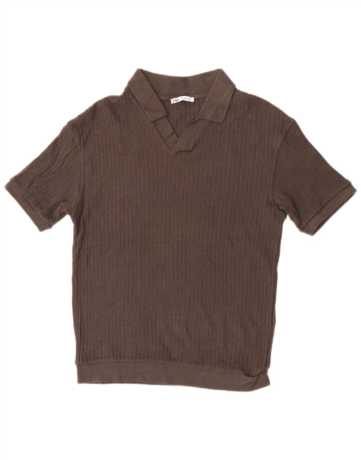 Zara Polo Hombre Small Marrón Algodón