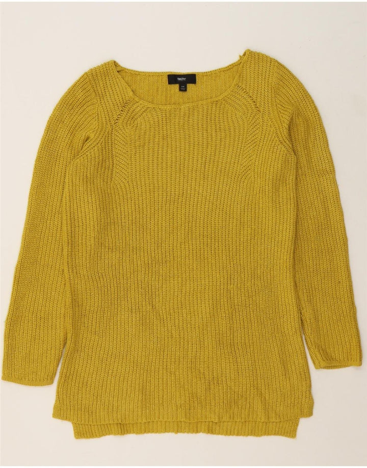 MOSSIMO Womens Boat Neck Jumper Sweater UK 14 Medium Yellow Acrylic Vintage Mossimo and Second-Hand Mossimo from Messina Hembry 