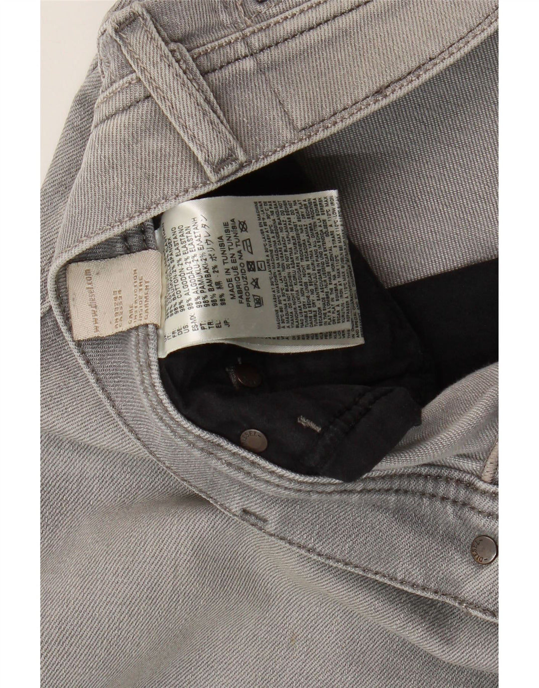 Diesel Vaqueros Slim Para Hombre W31 L30 Algodón Gris