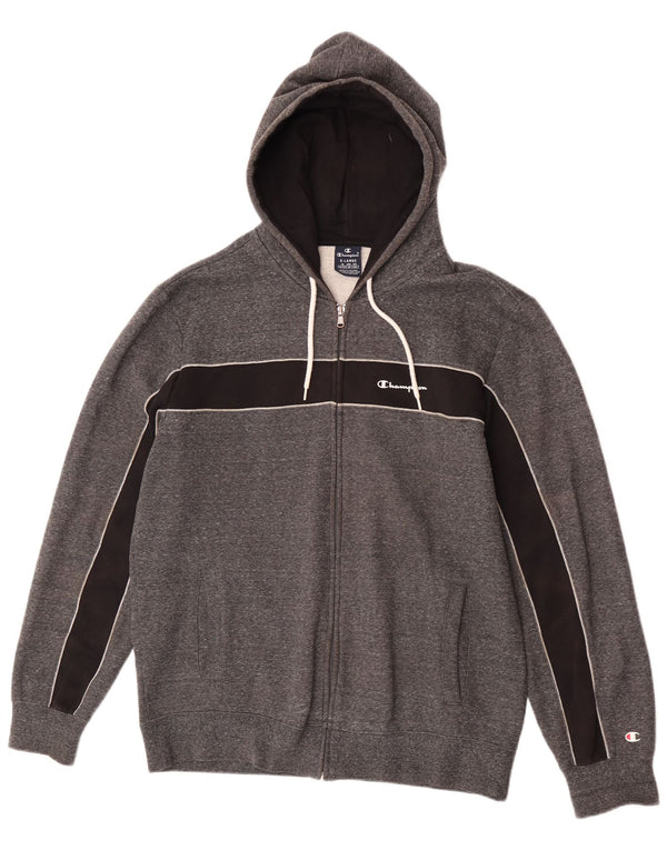 Champion Sudadera con capucha y cremallera para hombre XL Gris Colorblock Algodón