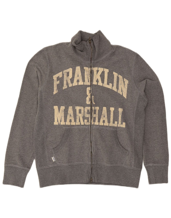Franklin & Marshall Mens Graphic Chándal Top Chaqueta Pequeña Algodón Gris