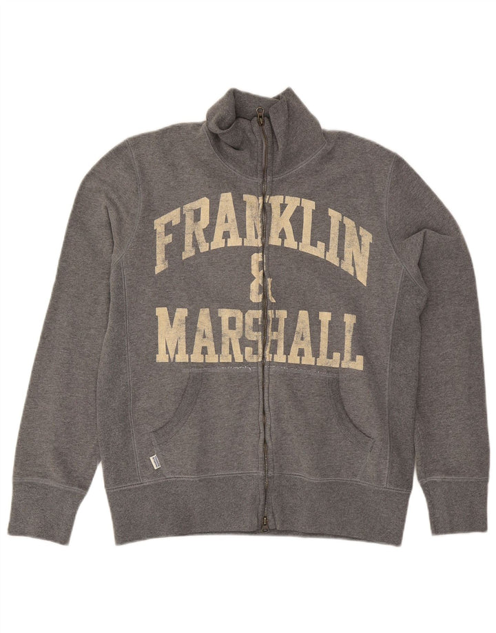 Franklin & Marshall Mens Graphic Chándal Top Chaqueta Pequeña Algodón Gris