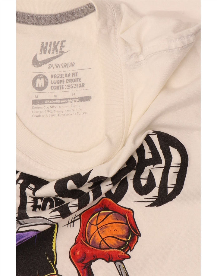Nike Camiseta con gráfico de corte regular para hombre, talla mediana, blanco
