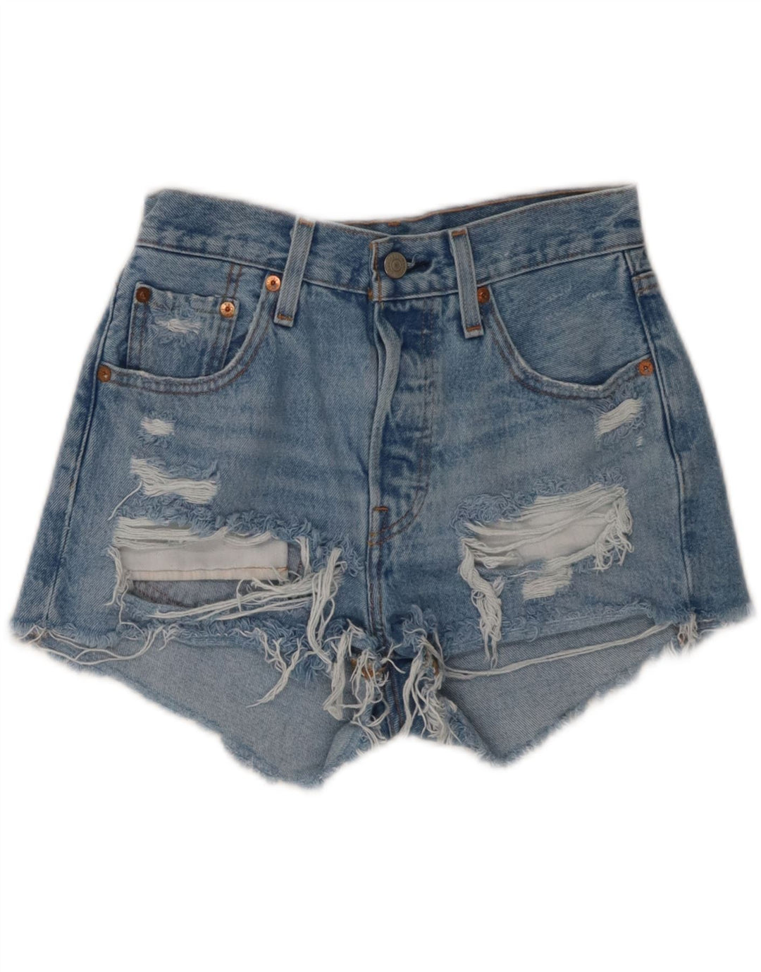 Levi's Shorts De Mezclilla Desgastados De Cintura Alta Para Mujer W25 XS Algodón Azul