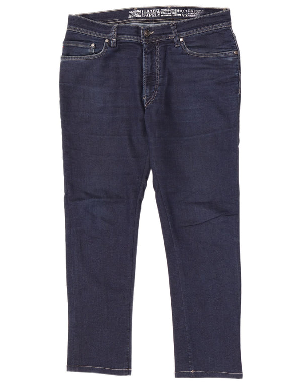 Carrera Mujer Viaje Slim Casual Pantalones IT 46 Grande W32 L27 Algodón Azul