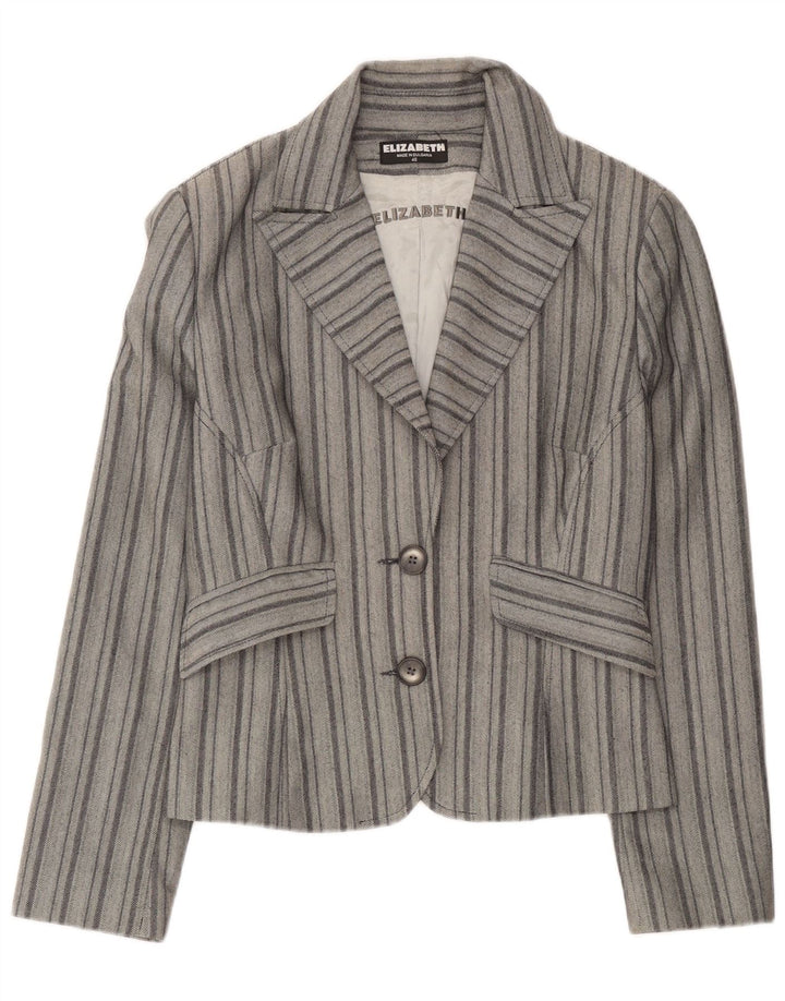 Vintage mujer 2 botones Blazer chaqueta EU 46 XL gris rayas