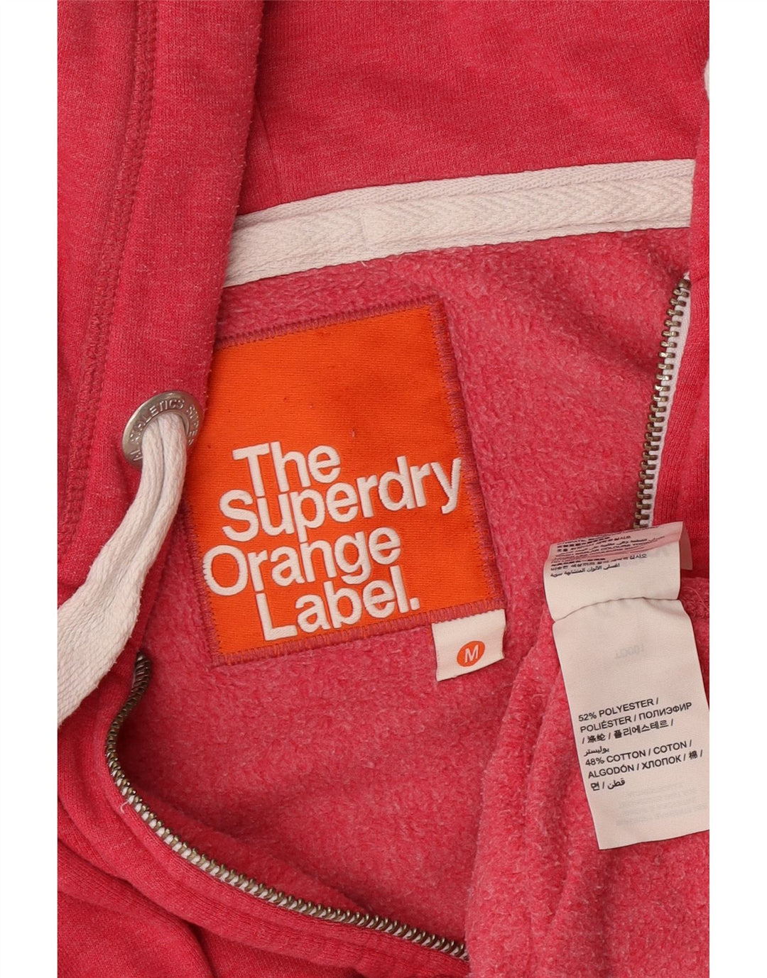 Superdry Suéter con capucha y cremallera para mujer UK 44 Poliéster rosa medio