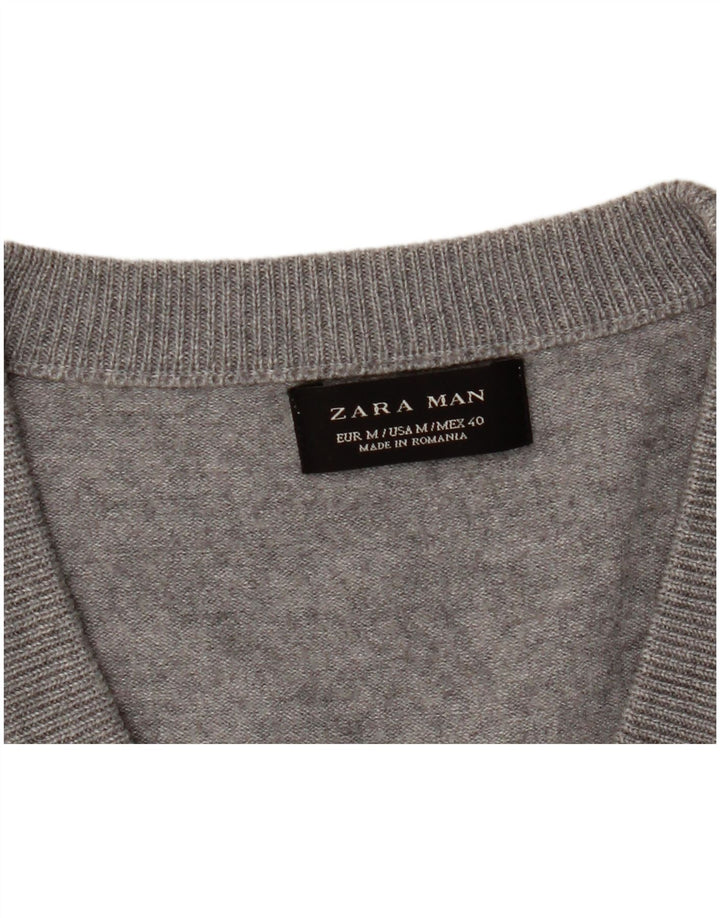 Zara Hombre Jersey Cárdigan Gris Medio Moteado