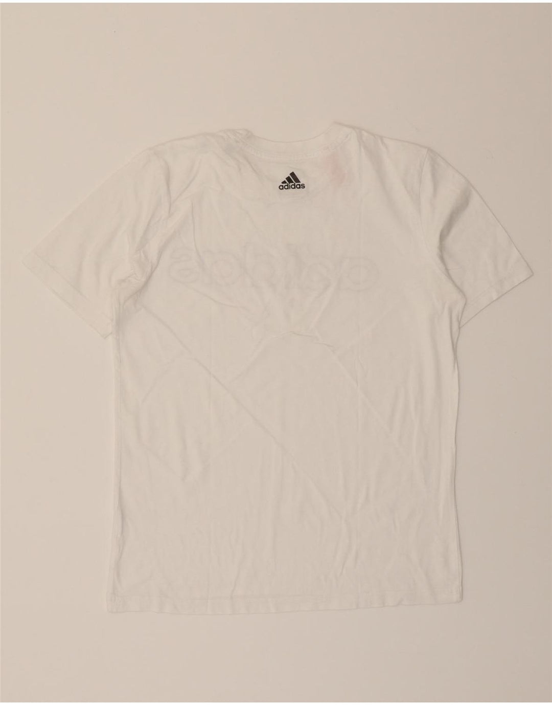 ADIDAS Boys Graphic T-Shirt Top 13-14 Years White Vintage Adidas and Second-Hand Adidas from Messina Hembry 