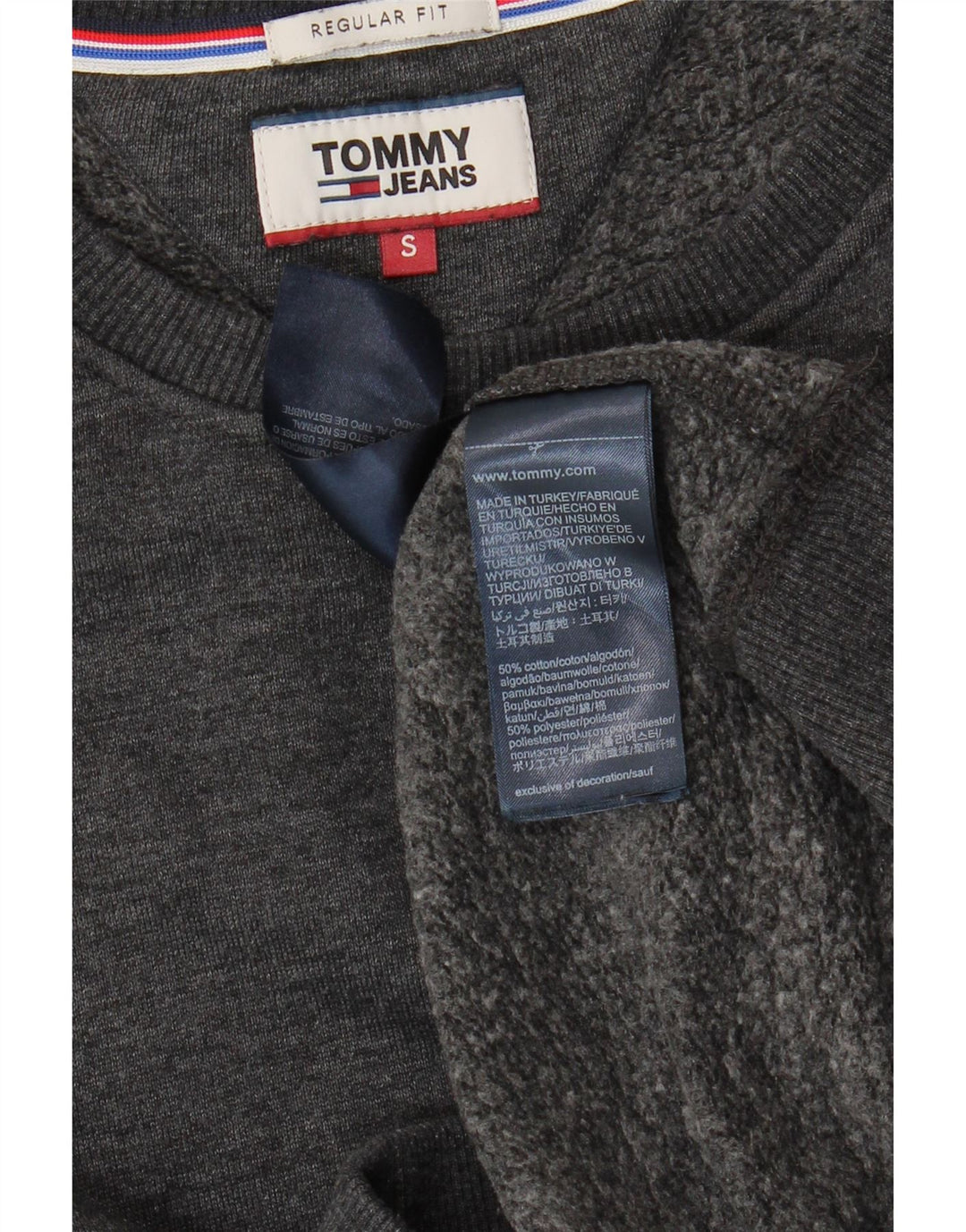 TOMMY HILFIGER Sudadera de corte regular para hombre, tipo jersey, pequeño, gris moteado