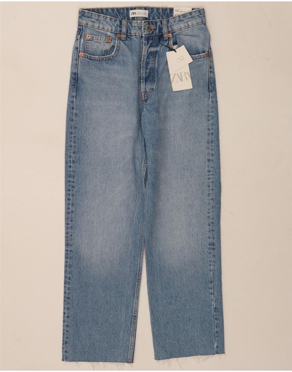 Zara Jeans Rectos De Cintura Alta Para Mujer EU 36 XS W26 L26 Algodón Azul