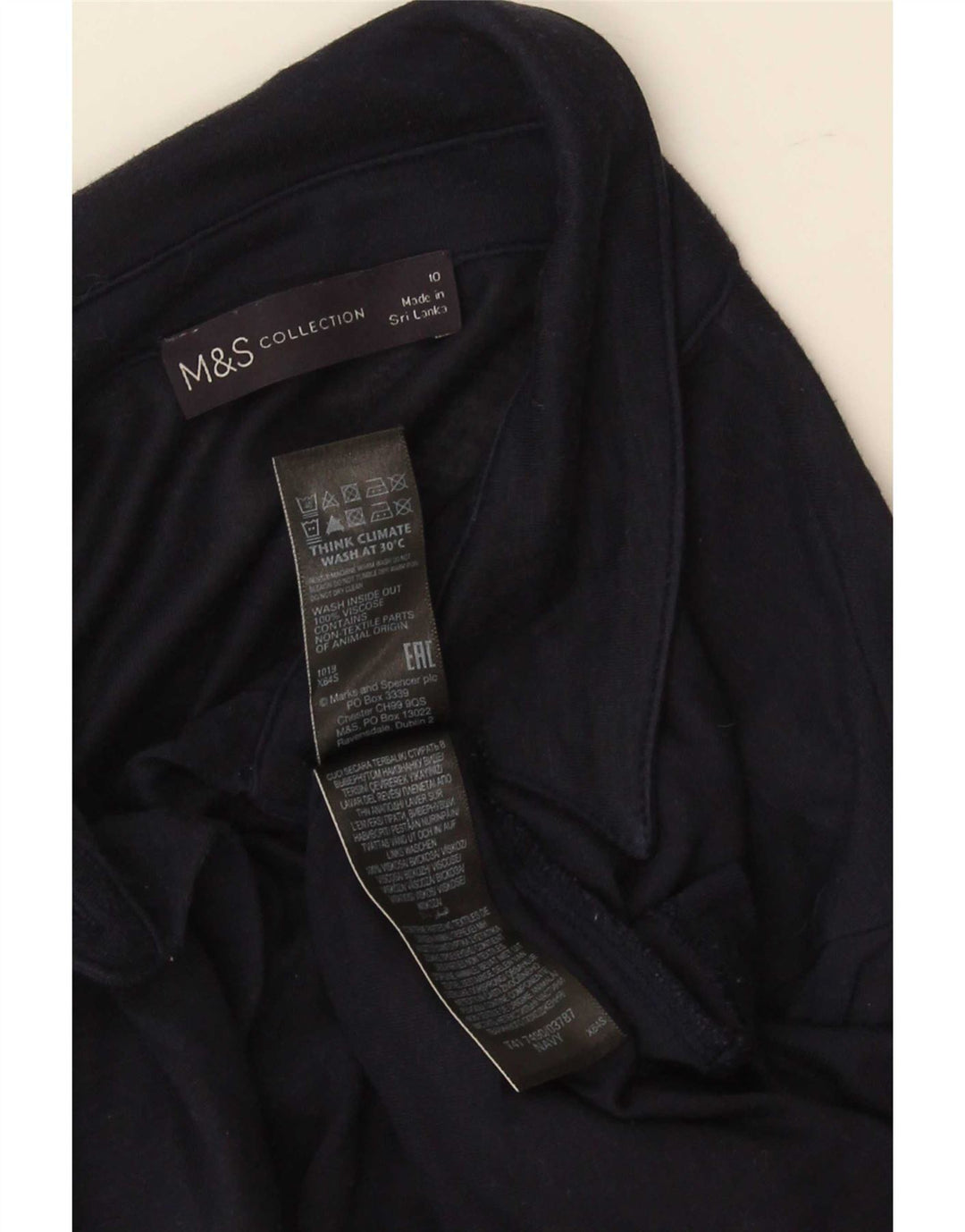 Marks & Spencer Camisa para mujer UK 10 Small Azul marino Viscosa