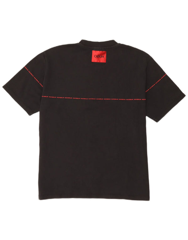 Hugo Boss Hombres Camiseta Gráfica Top Grande Algodón Negro