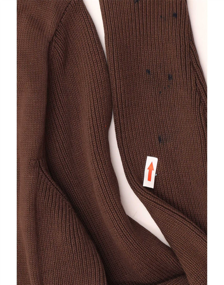 Zara Hombre Cárdigan Suéter Grande Algodón Marrón