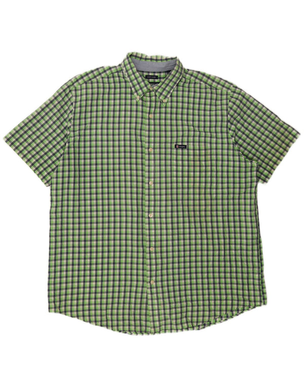 Chaps Camisa de manga corta para hombre de fácil cuidado XL Algodón a cuadros verde