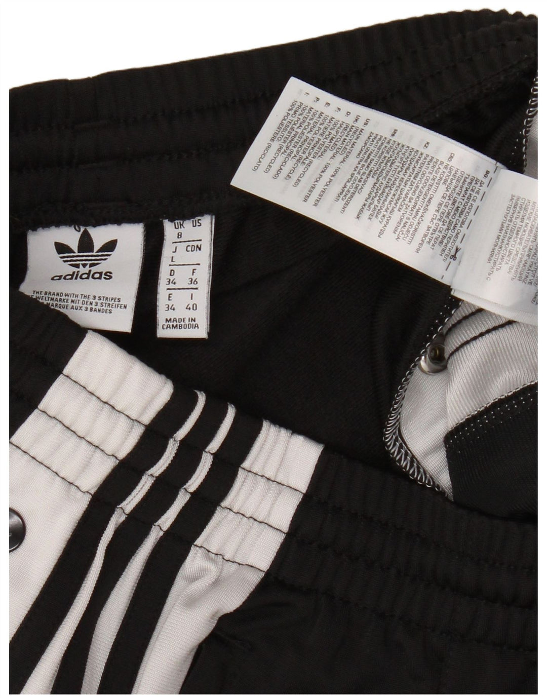 Adidas Pantalones de chándal para mujer UK 8 Small Negro Colorblock Poliéster