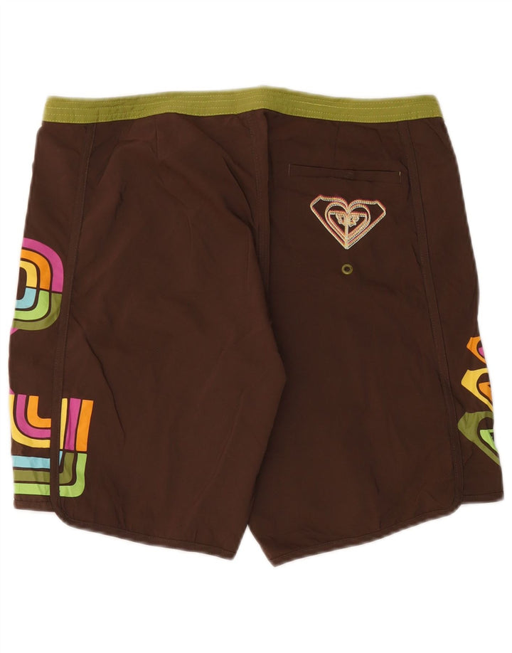 Roxy Shorts de baño gráficos para Mujer US 9 Grande poliéster marrón