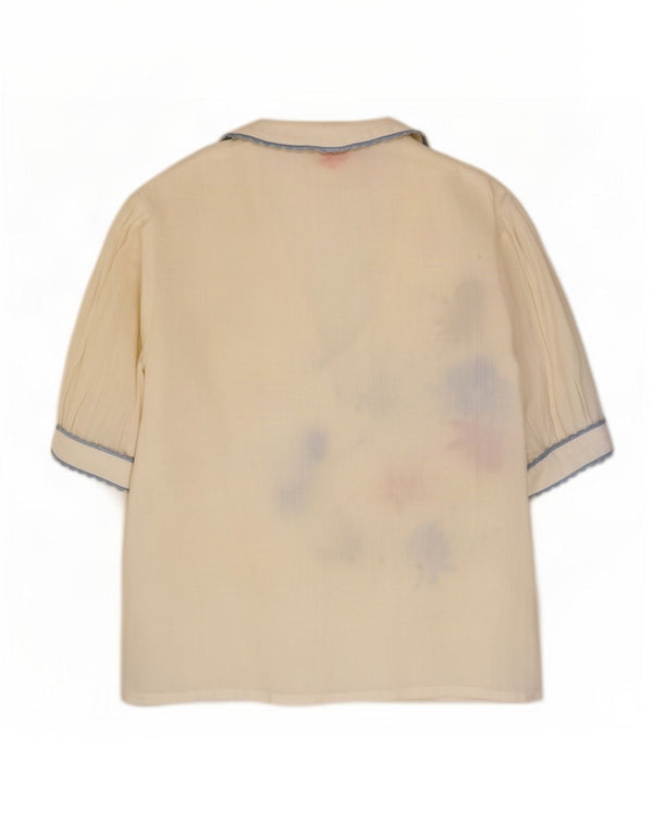 Blusa vintage para mujer Top IT 44 Medio Blanco Floral