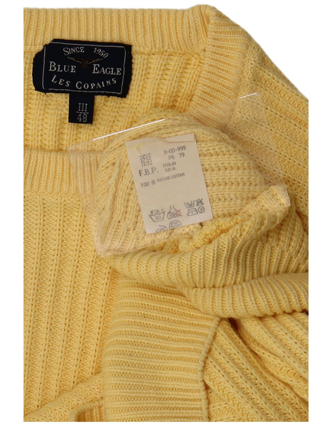 LES COPAINS Jersey de cuello redondo con águila azul para mujer IT 48 XL Amarillo
