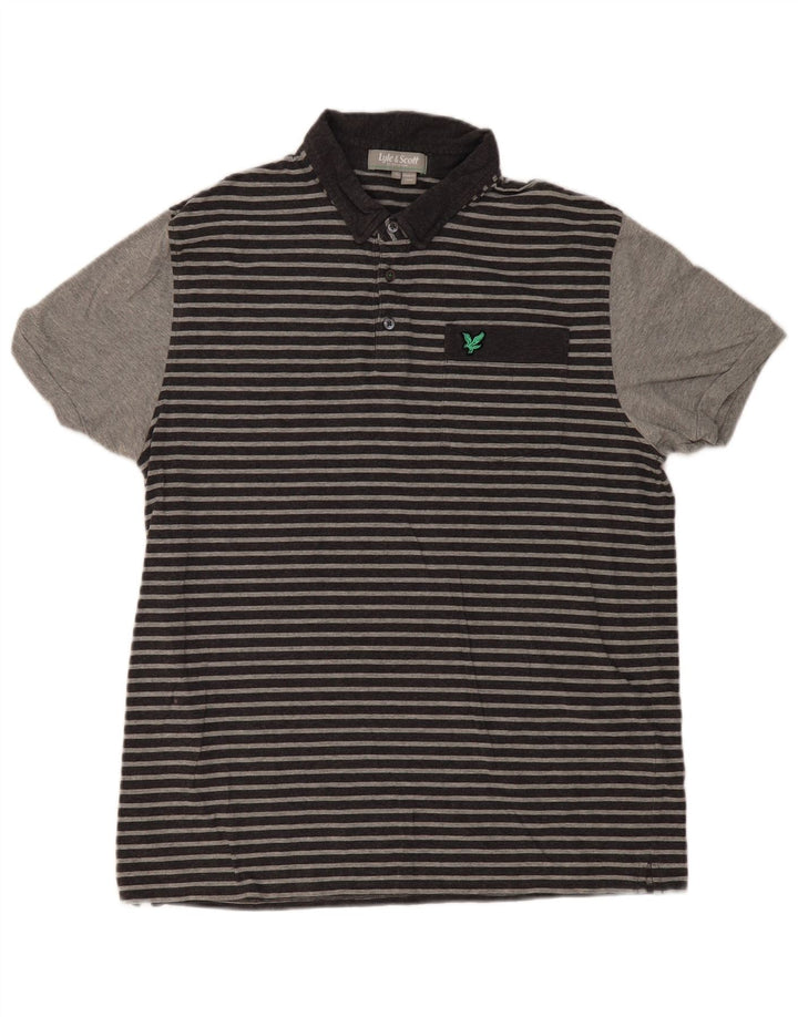 Lyle & Scott Polo Hombre XL Algodón Rayas Gris