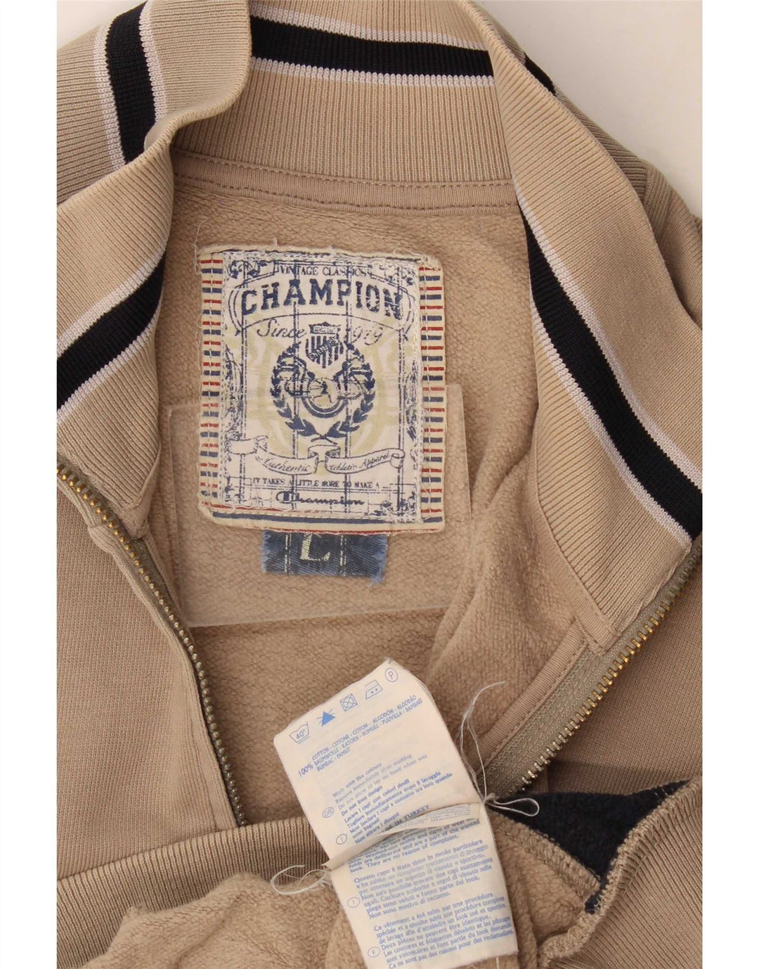 Champion Chaqueta De Chándal Para Hombre Grande Beige Colorblock Algodón