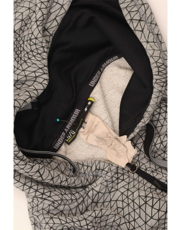 Under Armour Sudadera con capucha y cremallera para hombre, talla grande, gris, geométrico