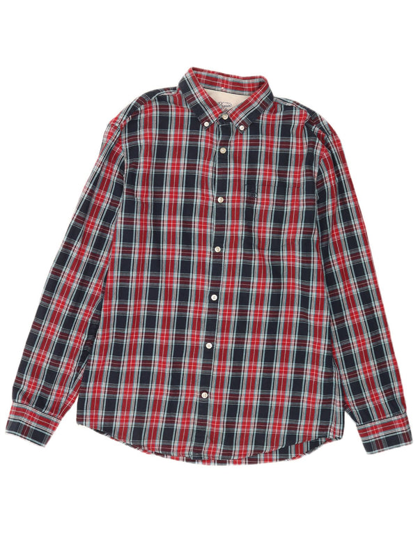 Camisa Penguin Hombre Algodón Azul Marino Mediano A Cuadros