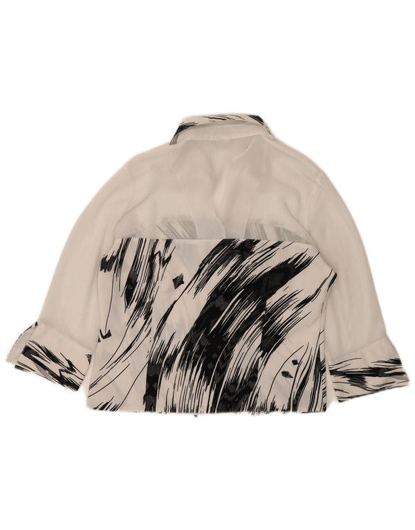 Blusa vintage de manga 3/4 para mujer IT 42 Poliéster a rayas blancas medianas