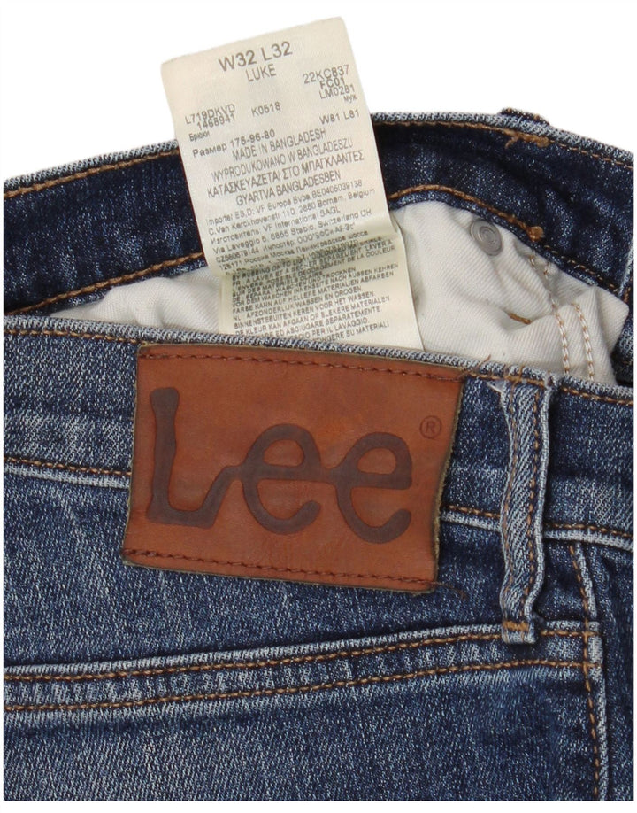 LEE Mens Luke Distressed Slim Jeans W32 L32 Blue Cotton