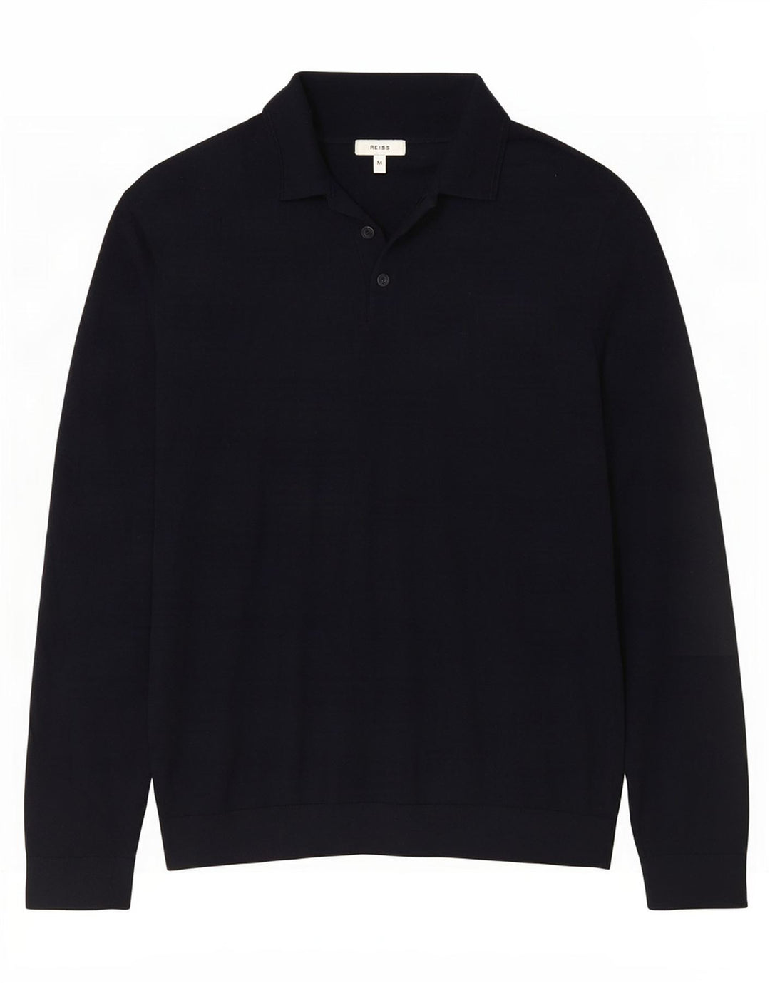 Jersey Reiss Hombre con cuello tipo polo de lana azul marino medio