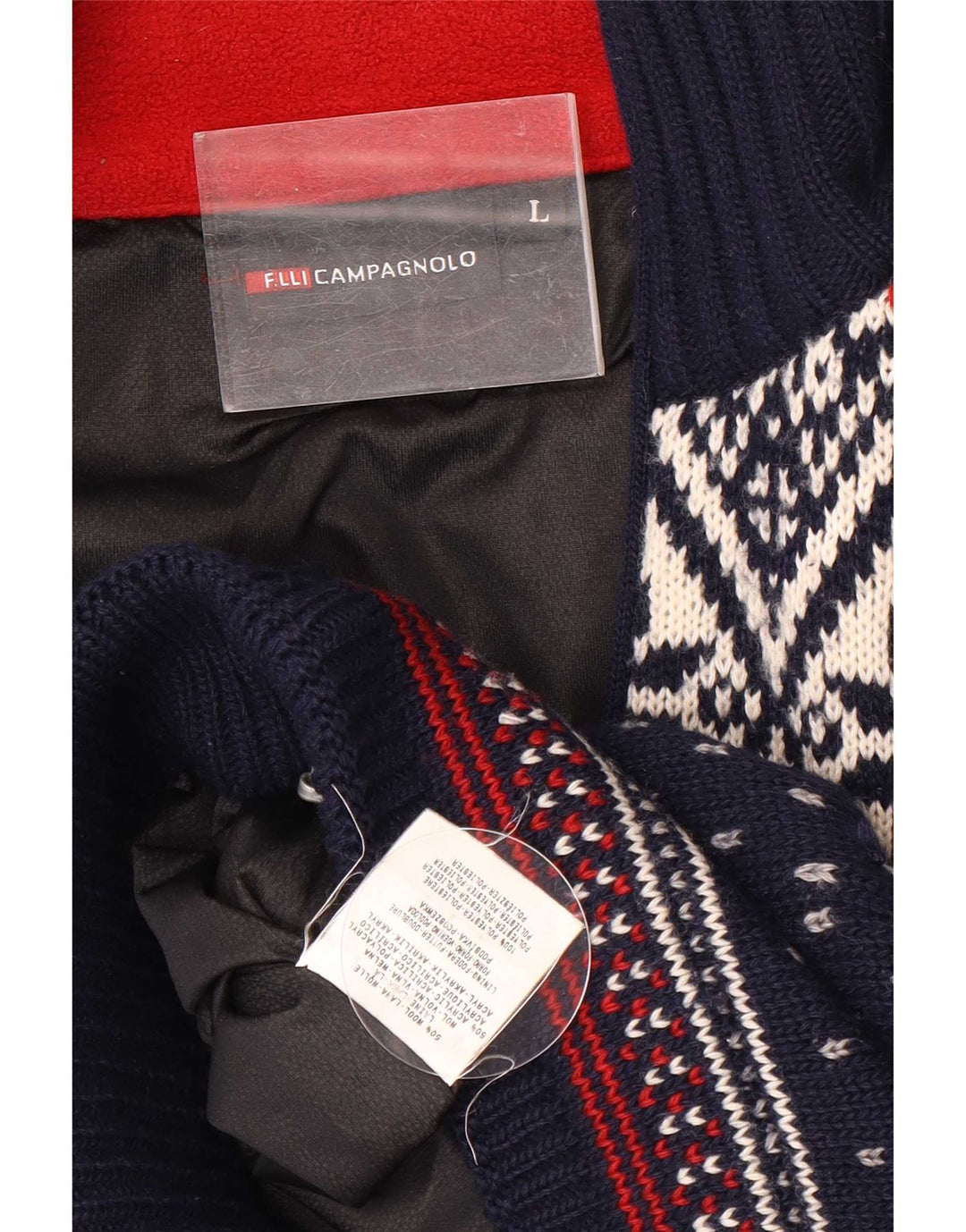 Campagnolo Cárdigan para hombre suéter grande azul marino lana Fair Isle