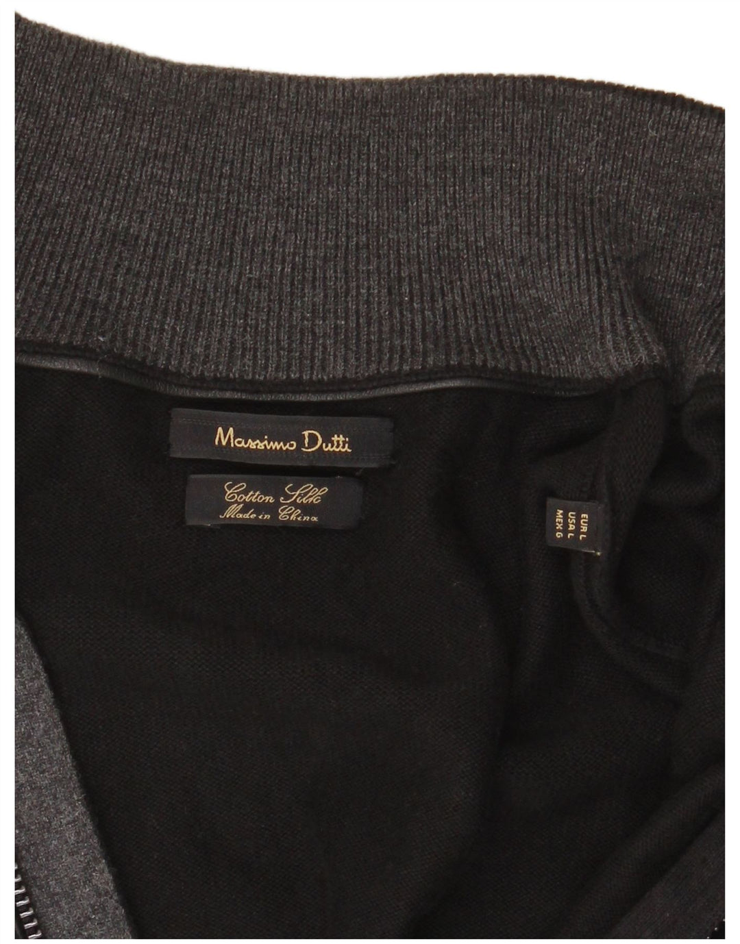 Massimo Dutti Hombre Cárdigan Con Cremallera Completa Suéter Grande Negro Algodón
