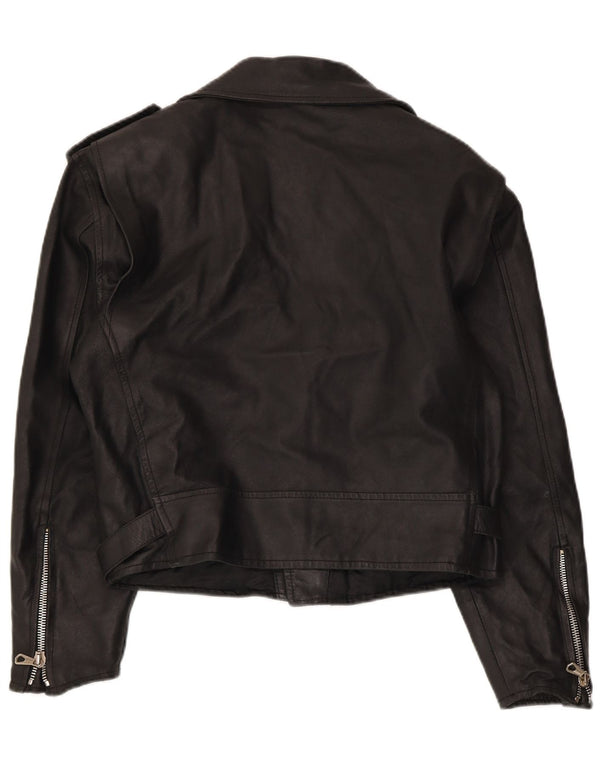 Roberta Ferrini Chaqueta motera de cuero para mujer IT 46 Large Black