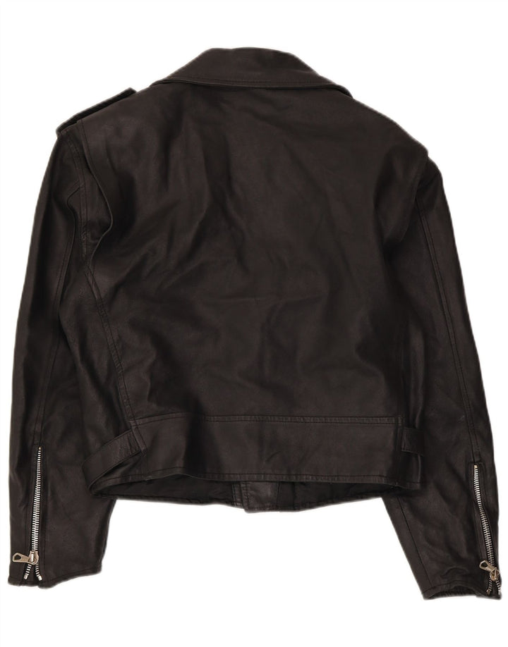 Roberta Ferrini Chaqueta motera de cuero para mujer IT 46 Large Black