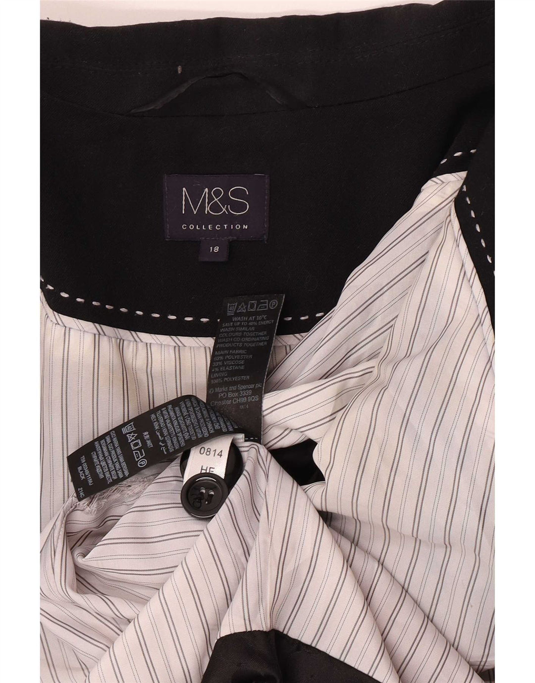 Marks & Spencer Chaqueta tipo blazer con 1 botón para mujer UK 40 XL Poliéster negro