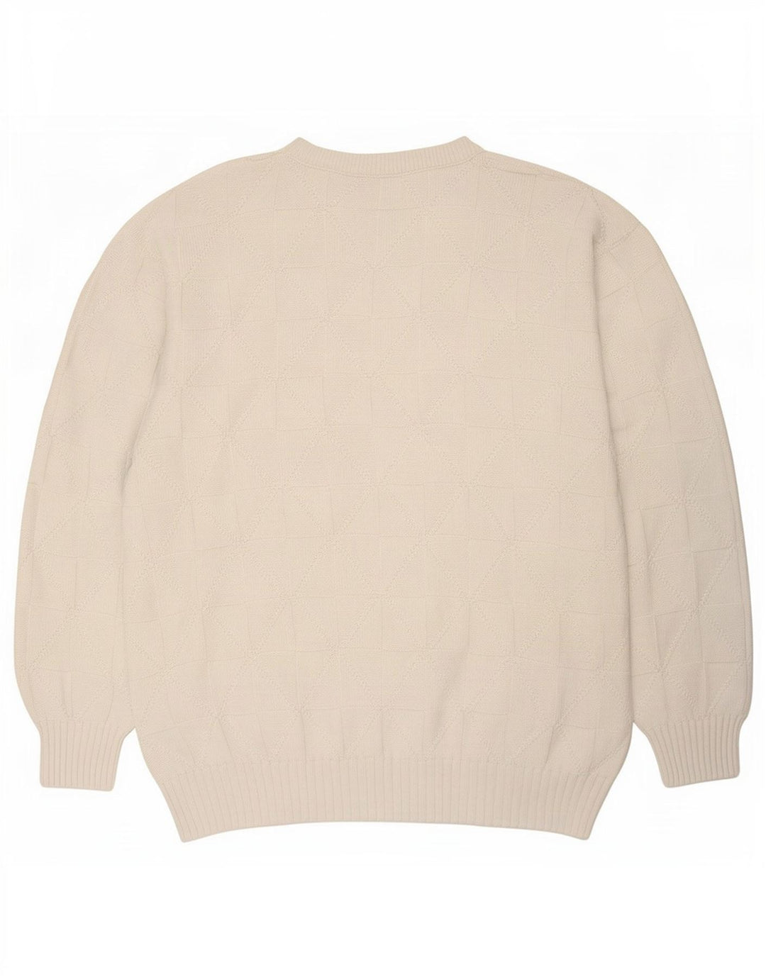 Vintage hombres cuello redondo jersey suéter XL blanco