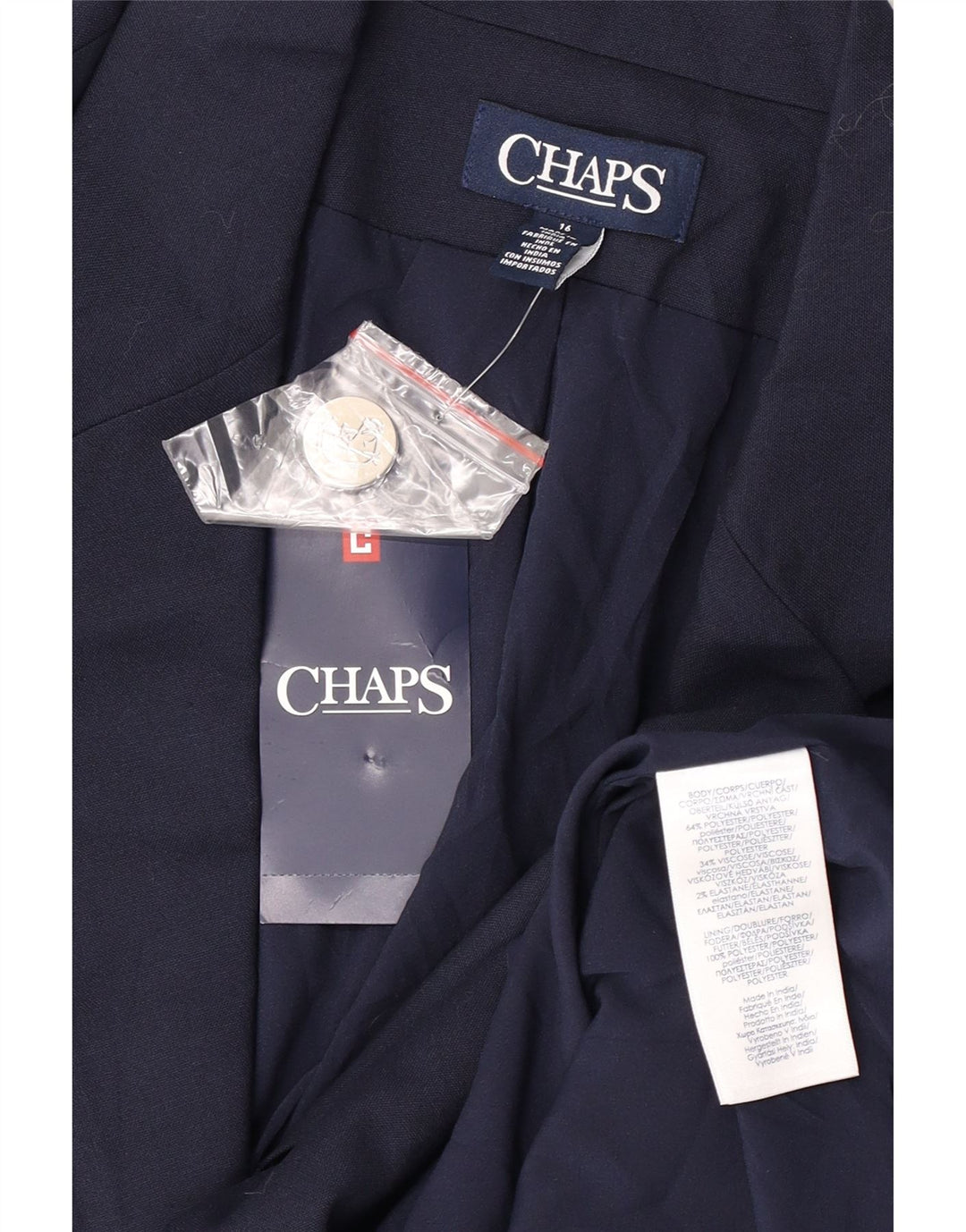 Chaps Chaqueta Blazer de 2 Botones para Mujer US 16 2XL Azul Marino Poliéster