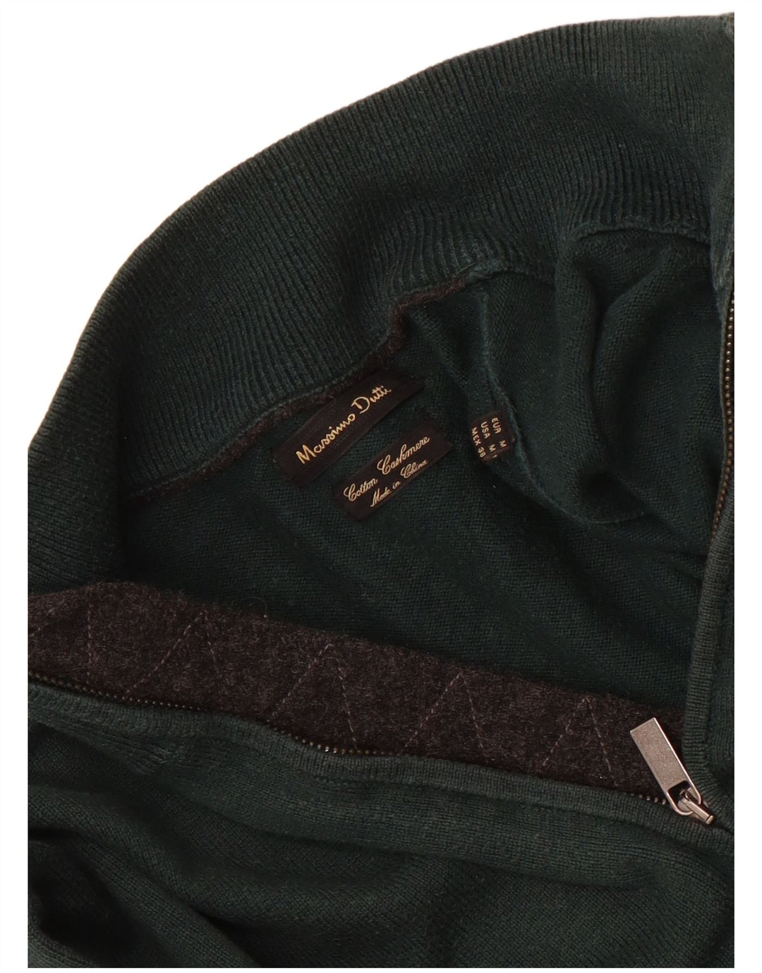 Massimo Dutti Hombre Jersey Con Cremallera En El Cuello Algodón Verde Medio