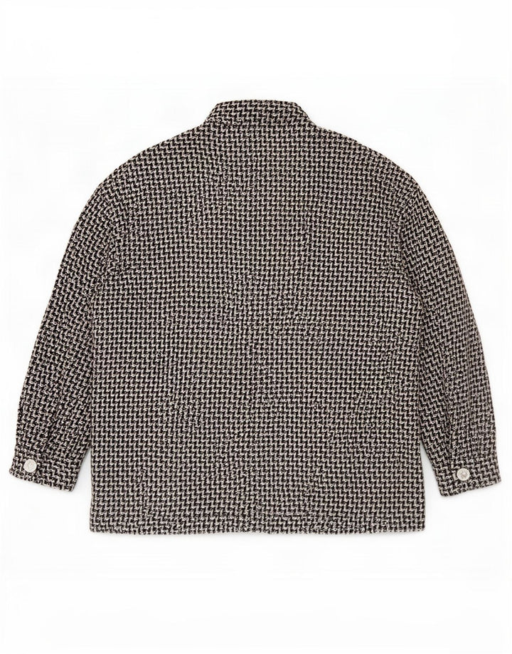 Zara Mujer Chaqueta Bomber Extragrande UK 40 Mediana Algodón De Pata De Gallo Negro