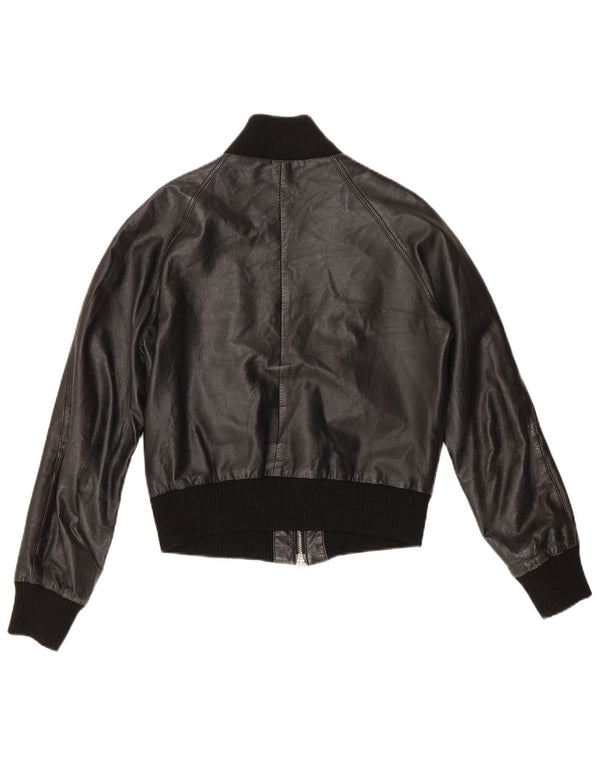 Sasch Chaqueta de cuero corta para mujer UK 44 Mediana Negro